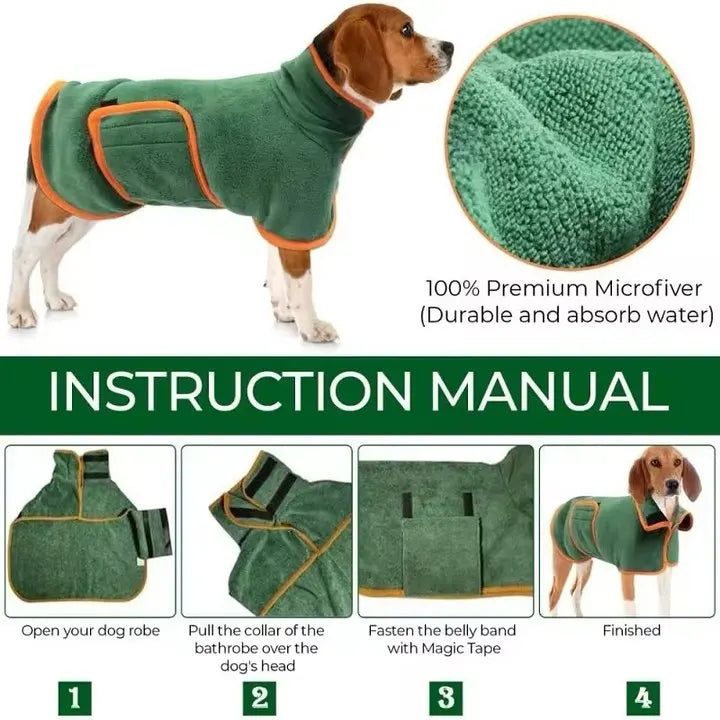 Pet Bathrobe – Fast Drying Microfiber Grooming Coat for Dogs | Absorbent, Soft, and Adjustable Towel for Small, Medium, and Large Dogs - Premium pet towel from Lizard Vigilante - Just $19.99! Shop now at Lizard Vigilante