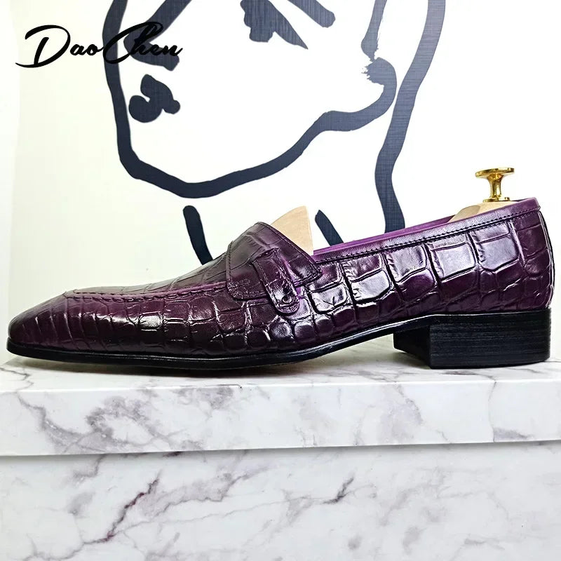 Luxury Snake Print Leather Loafers for Men | Slip-On Casual Dress Shoes | Office, Wedding, and Formal Wear - Premium shoes from Lizard Vigilante - Just $108.88! Shop now at Lizard Vigilante