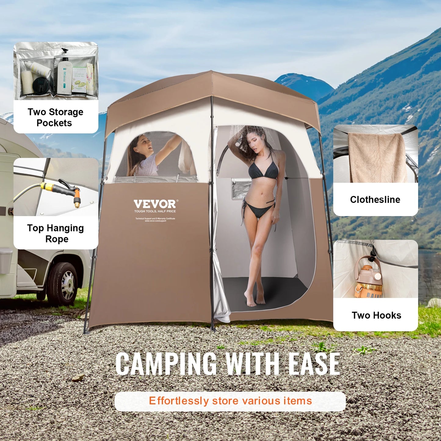 VEVOR Portable Outdoor Camping Tent 83x42x83in Bath Changing Fitting Room Tent Shower Tent Shelter Camping Beach Camping Tent - Premium  from Lizard Vigilante - Just $143.99! Shop now at Lizard Vigilante