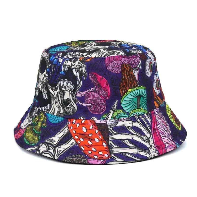 Summer Sun Protection Bucket Hat for Men Women Panama Cap Print Hip Hop Gorros Fishing Fisherman Hat Double Side Wear Fashion - Premium T-Shirts from Lizard Vigilante - Just $7.99! Shop now at Lizard Vigilante