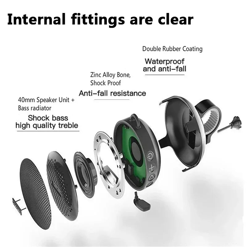 Bicycle Bluetooth Portable Wireless Sound Box with Bracket Handlebar Speaker Waterproof Subwoofer for Scooter Outdoor