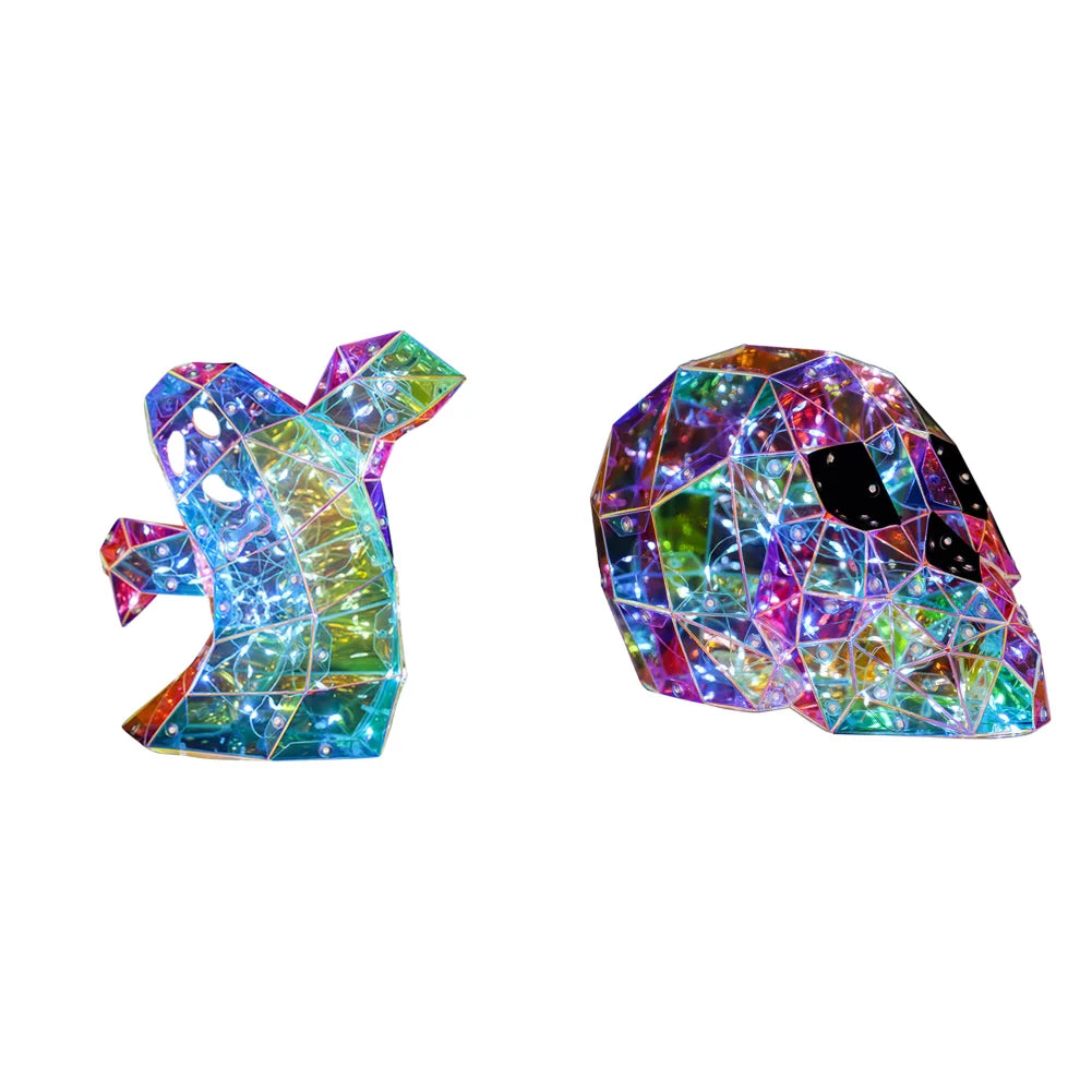 Ghost Halloween Decor Lights Pumpkin Skull Ornament Shining Ghost Light Prismatic Iridescent Phantom Ghost Halloween Party Decor