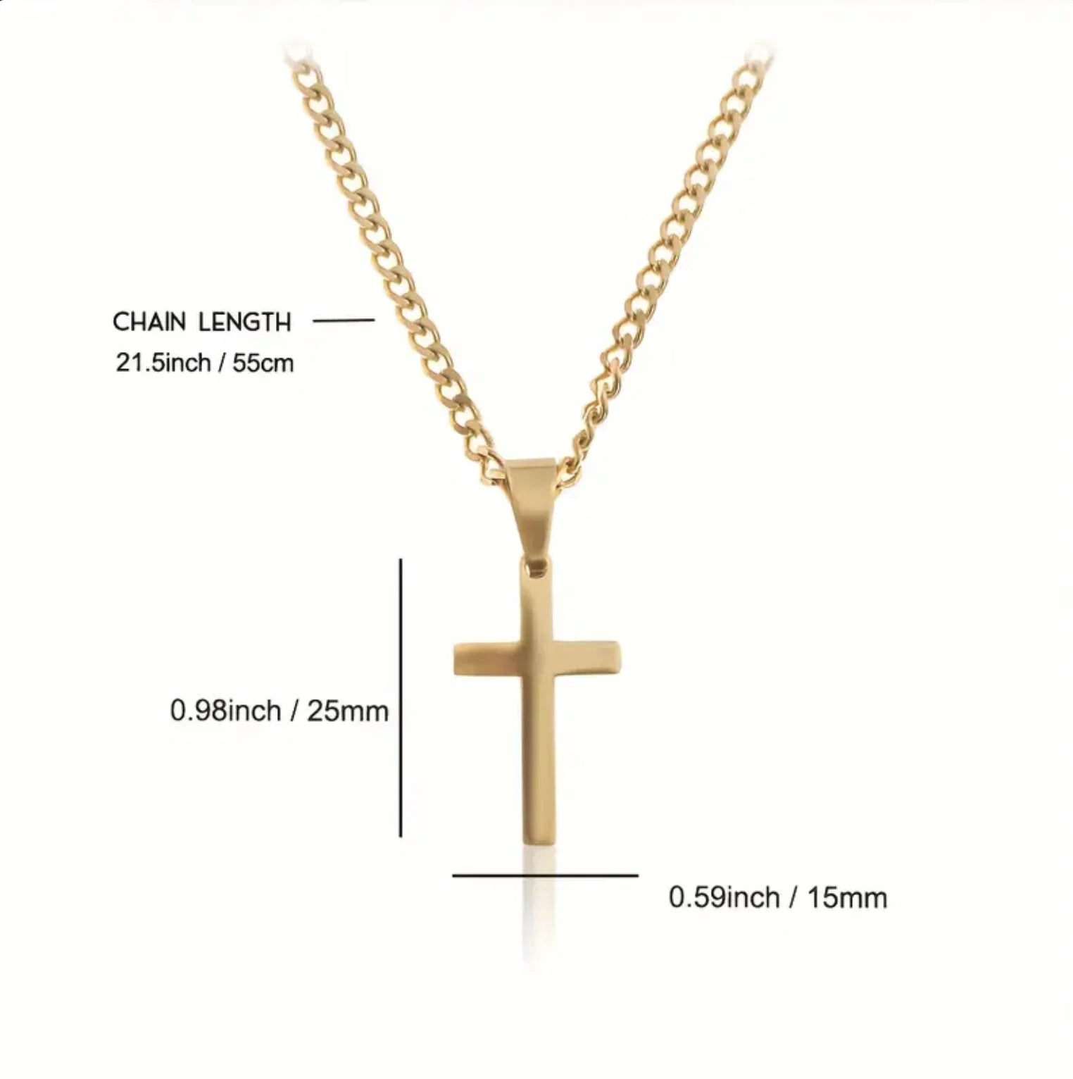 Men's Fashion Cross Pendant Necklace, Golden Plated Cuban Chain Stainless Steel Chain，Male and female niche design Necklace - Premium  from Lizard Vigilante - Just $5.99! Shop now at Lizard Vigilante