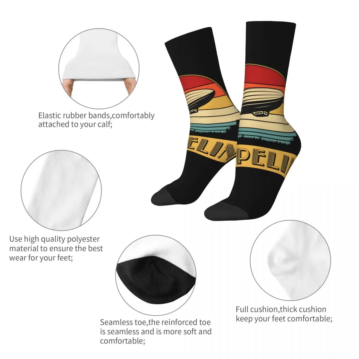 Vintage Cool Men's compression Socks Unisex Sleds Zeppelin Harajuku Pattern Printed Novelty Crew Sock - Premium socks from Lizard Vigilante - Just $14.99! Shop now at Lizard Vigilante