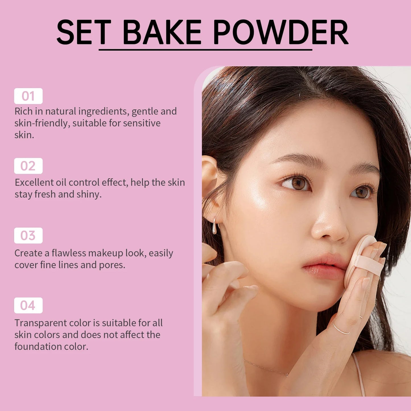 Setting Loose Powder - Natural, Lightweight, Oil-Control, Matte, Breathable, Refreshing & Non-Greasy Facial Setting Powder