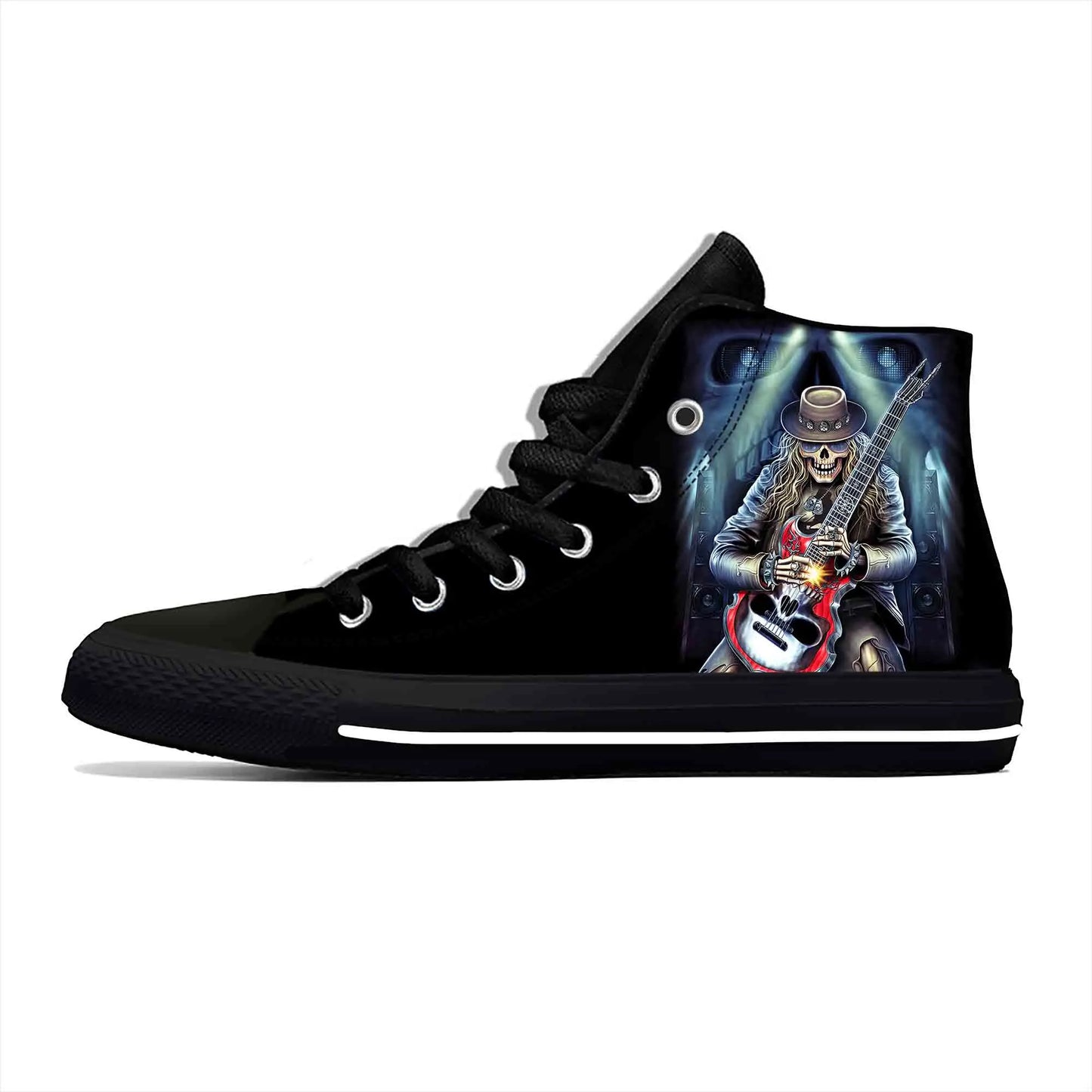 Heavy Metal Rock Skull Guitar Grim Reaper Gothic Canvas High-Tops - Premium high top shoes from Lizard Vigilante - Just $42.99! Shop now at Lizard Vigilante