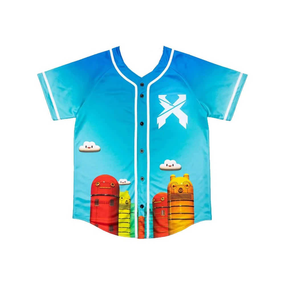 EXCISION Robot Baseball Jersey – 3D V-Neck Short Sleeve Streetwear Tee for Men & Women Hip-Hop Summer Style - Premium jersey from Lizard Vigilante - Just $48.88! Shop now at Lizard Vigilante