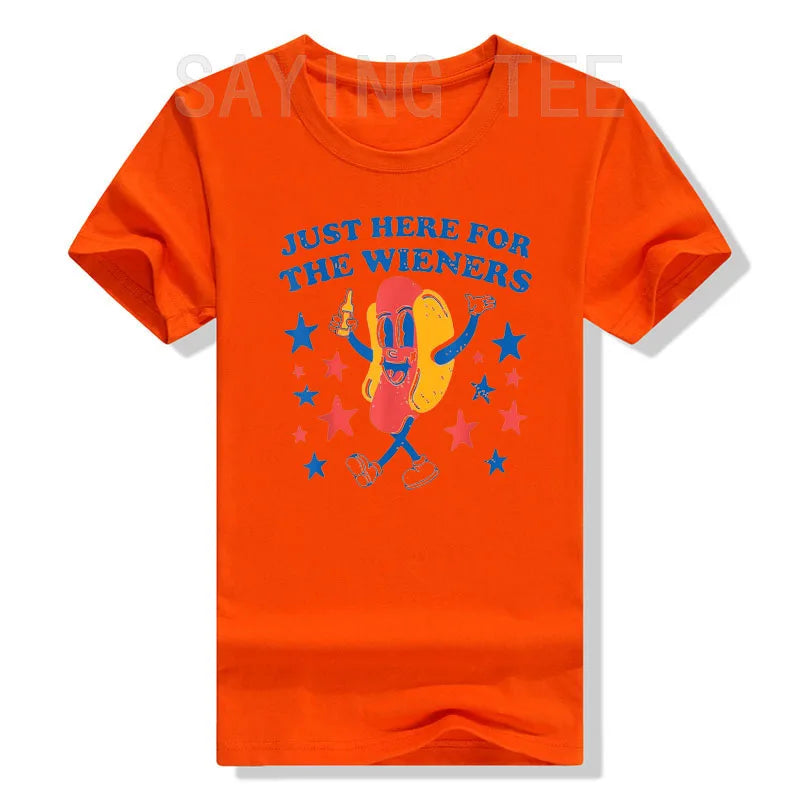 I'm Just Here for The Wieners Hot Dog 4Th of July T-Shirt Hotdogs Fast Food Lover Graphic Tee Tops Humor Funny Americans Clothes - Premium t-shirt from Lizard Vigilante - Just $23.99! Shop now at Lizard Vigilante