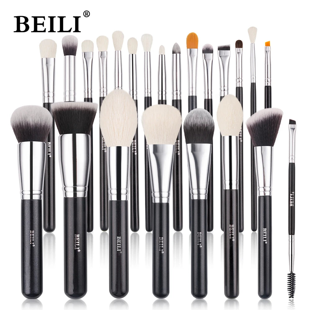 BEILI Professional Black Makeup Brushes Set - Natural Goat Hair, Synthetic Hair, 30-Piece Kit - Premium makeup brush set from Lizard Vigilante - Just $35.99! Shop now at Lizard Vigilante