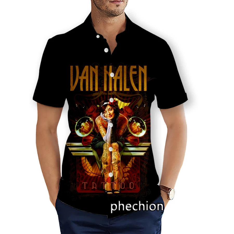 Van Halen 3D Printed Shirts Hawaiian Shirt Summer Mens Short Sleeve Beach Fashion Streetwear - Premium shirt from Lizard Vigilante - Just $38.99! Shop now at Lizard Vigilante