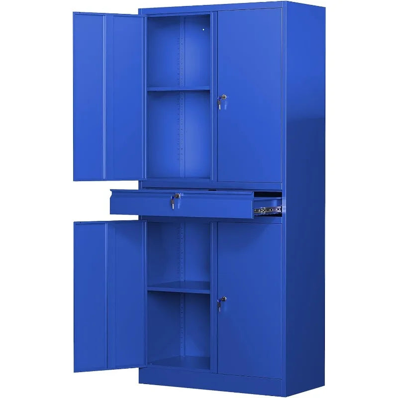 Metal Garage Storage Cabinet with Locking Doors and Adjustable Shelves, Tool Storage Cabinet with 1 Drawer - 71" Steel Locking - Premium cabinet from Lizard Vigilante - Just $269.99! Shop now at Lizard Vigilante