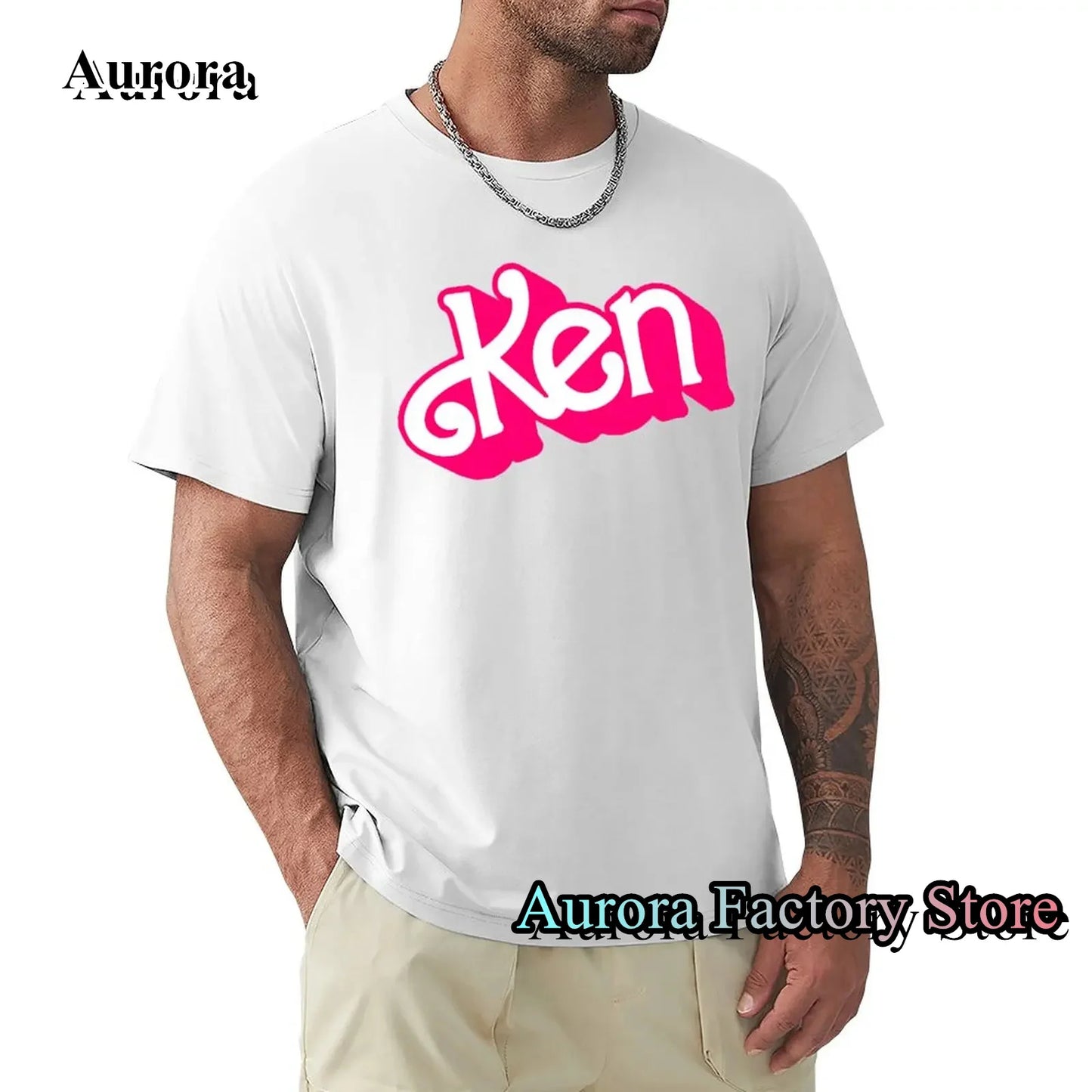 Men’s Summer Pink Ken Letter Print Cotton T-Shirt – Harajuku Casual O-Neck Short Sleeve Streetwear - Premium T-shirt from Lizard Vigilante - Just $24.88! Shop now at Lizard Vigilante