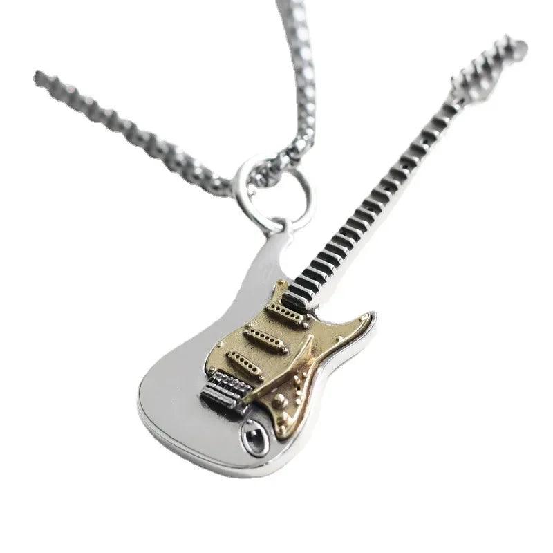 Retro Hip Hop Rock Punk Wind Electric Guitar Pendant Necklace for women and men Rings Festival Gifts Couples Jewelry Accessories - Lizard Vigilante