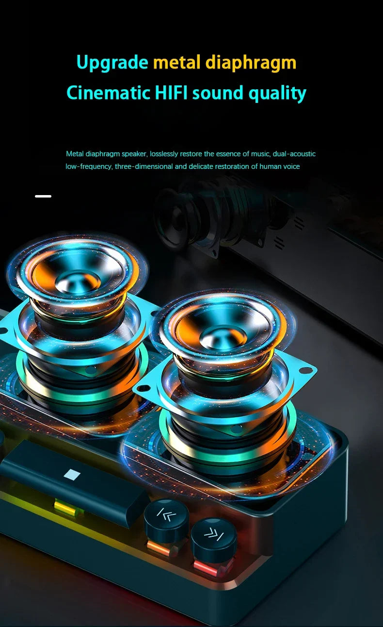 Wireless Bluetooth Game Speaker Soundbar USB 3D Stereo Subwoofer FM Home Clock Indoor Sound Bar Computer Loudspeaker Hot Sale