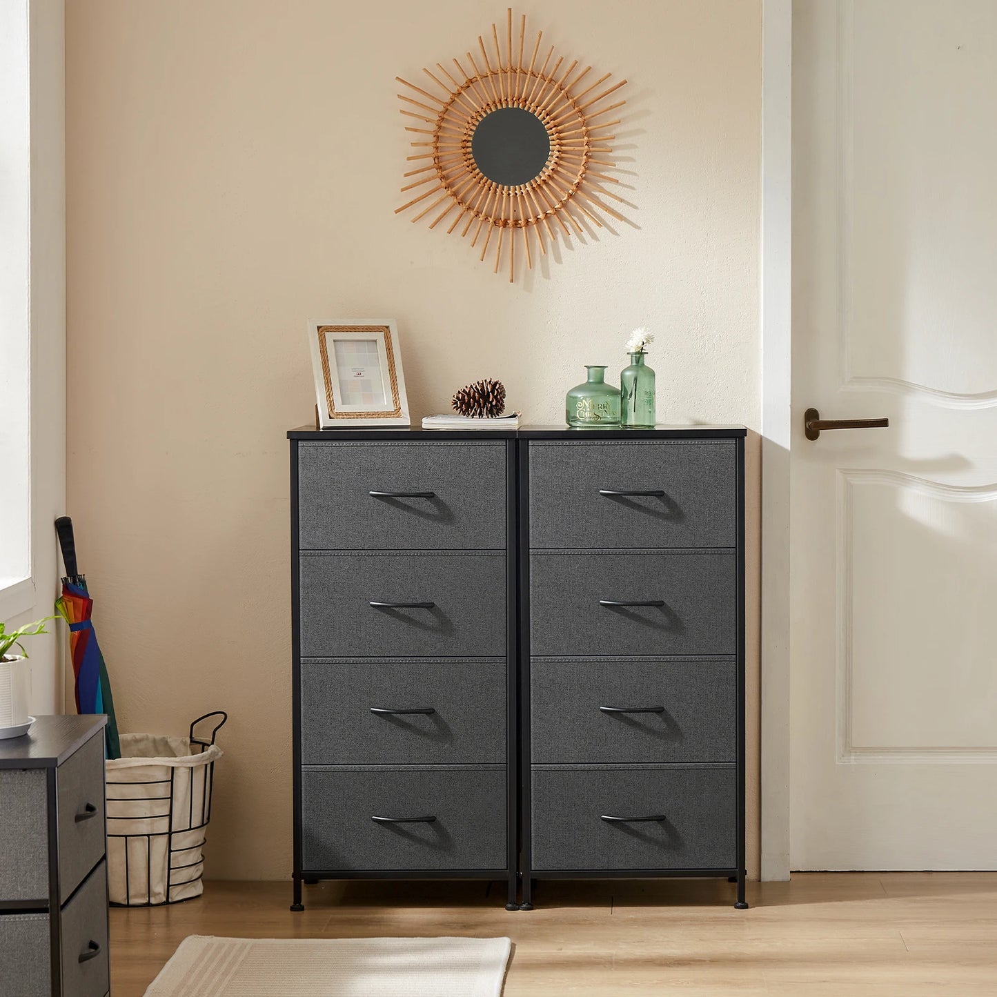 JHK Modern Minimalist Dresser with 4 Fabric Drawers – Stylish Steel Frame Storage Cabinet for Bedroom - Premium cabinet from Lizard Vigilante - Just $58.88! Shop now at Lizard Vigilante