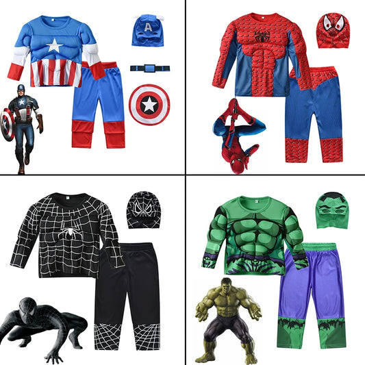 Marvel Hero Hulk Captain America Cosplay Costume Boy Kids Clothes Spiderman Muscle Suit Halloween Carnival Birthday Party - Premium Cosplay Costumes from Lizard Vigilante - Just $27.99! Shop now at Lizard Vigilante