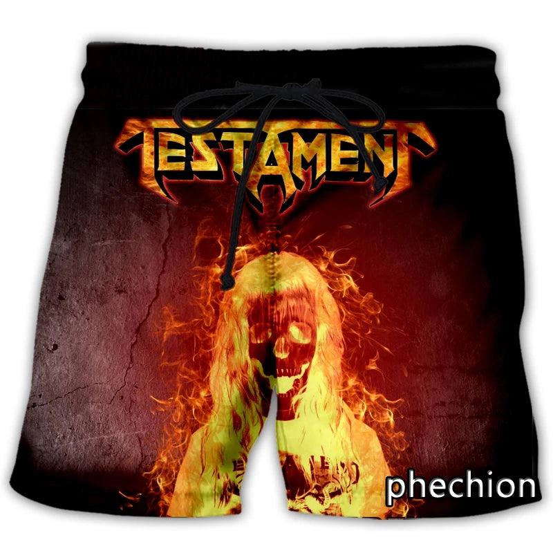 Unisex Testament ROCK 3D Print Casual Shorts Novelty Streetwear Men Loose Sporting Shorts - Lizard Vigilante