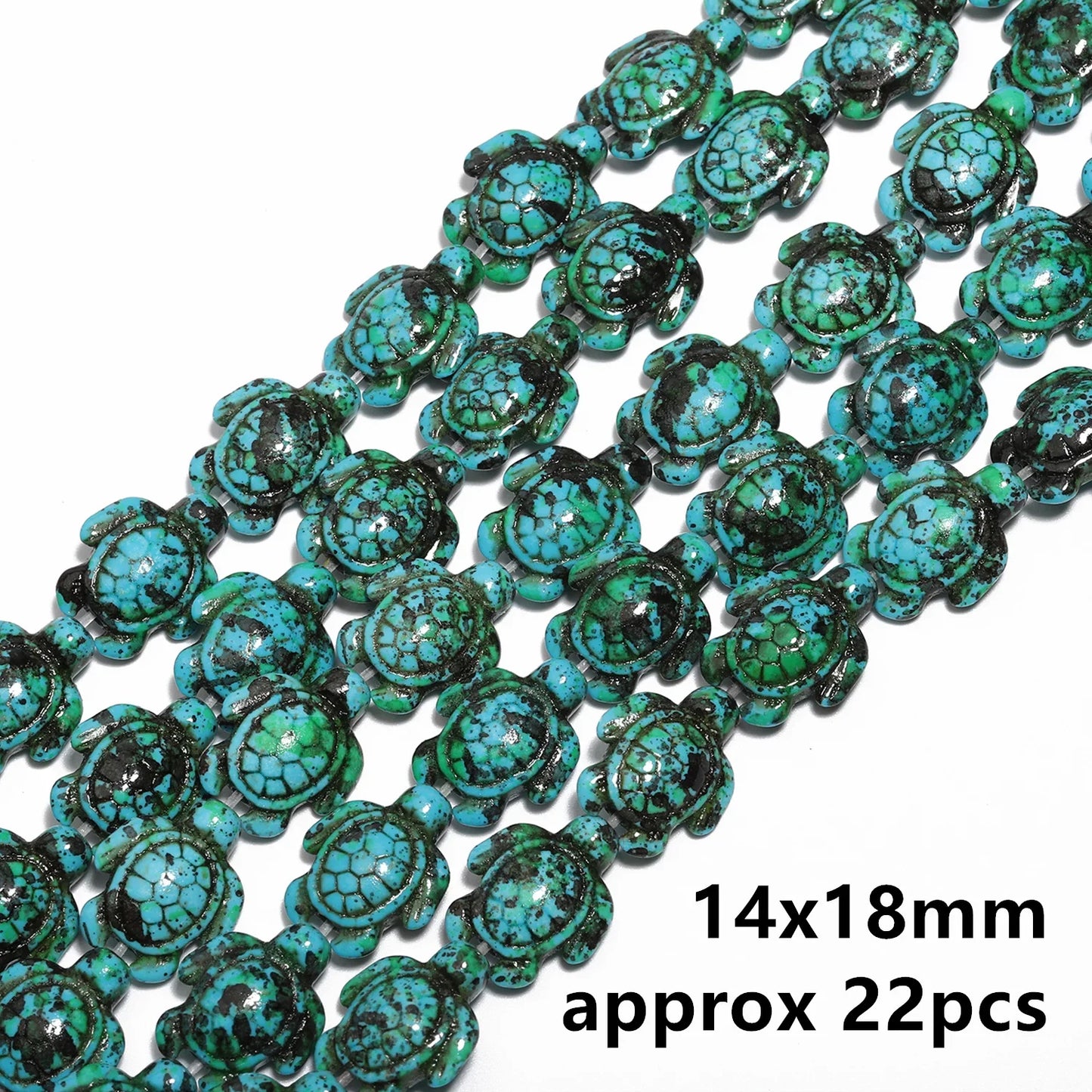 14x18mm 22pcs Sea Turtle Random Color Mix Natural Turquoise Stone Beads Bead for Jewelry Making DIY Ocean Series Bracelet
