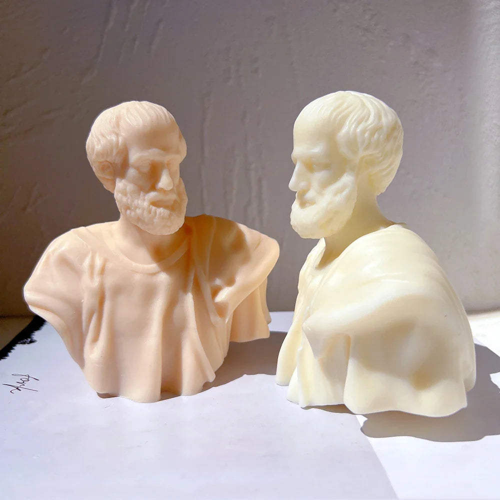 Aristotle Statue Candle Mold Greek Philosopher Bust Silicone Molds Greek Art Man Sculpture Wax Tool Tabletop Ornament