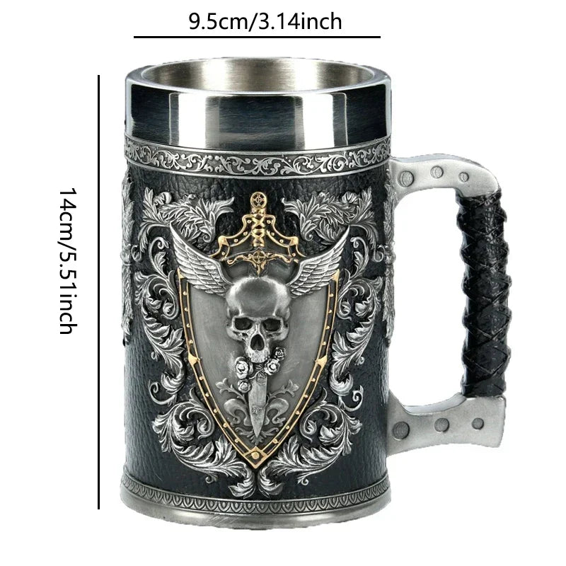 Medieval Viking Retro 3D Sword Skull Beer Mug With Stainless Steel Insert Resin Big Capacity Coffee Cups Men's Halloween Gift - Premium  from Lizard Vigilante - Just $63.99! Shop now at Lizard Vigilante