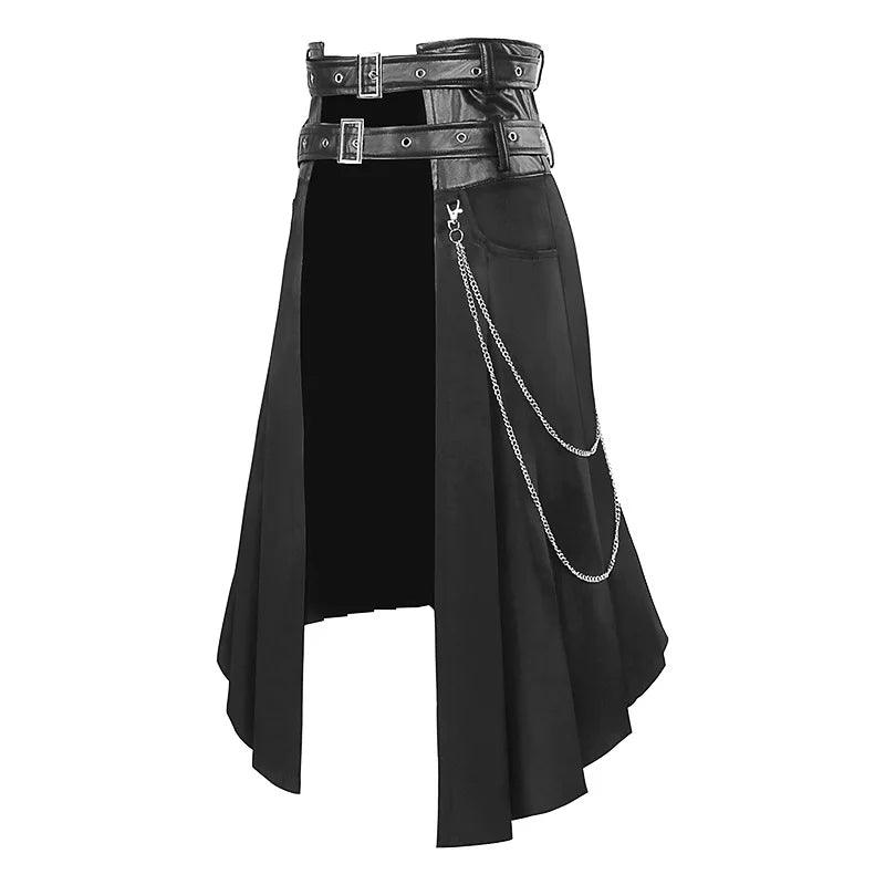 Men's Leather Skirt Gothic Spring and Autumn New Rock Non-Mainstream Punk Style Casual Large Size Half Skirt Men Clothing Pants - Premium men's skirt from Lizard Vigilante - Just $57.99! Shop now at Lizard Vigilante