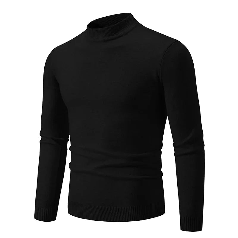 New Sweatwear Men's Half Neck Basic Solid Color Sweaters Round Neck Elastic Pullovers Warm Autumn Knitted Oversized Sweater Men - Premium  from Lizard Vigilante - Just $22.99! Shop now at Lizard Vigilante