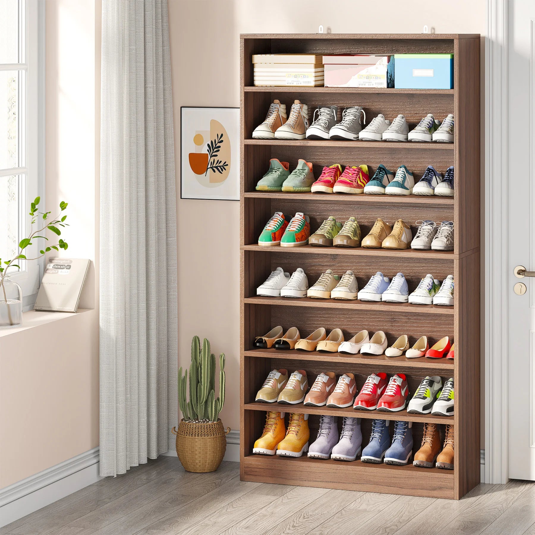 Tribesigns Tall 9-Tier Shoe Cabinet – Freestanding Wood Storage for 40-45 Pairs of Shoes, 70.8" High - Premium shoe rack from Lizard Vigilante - Just $299.99! Shop now at Lizard Vigilante