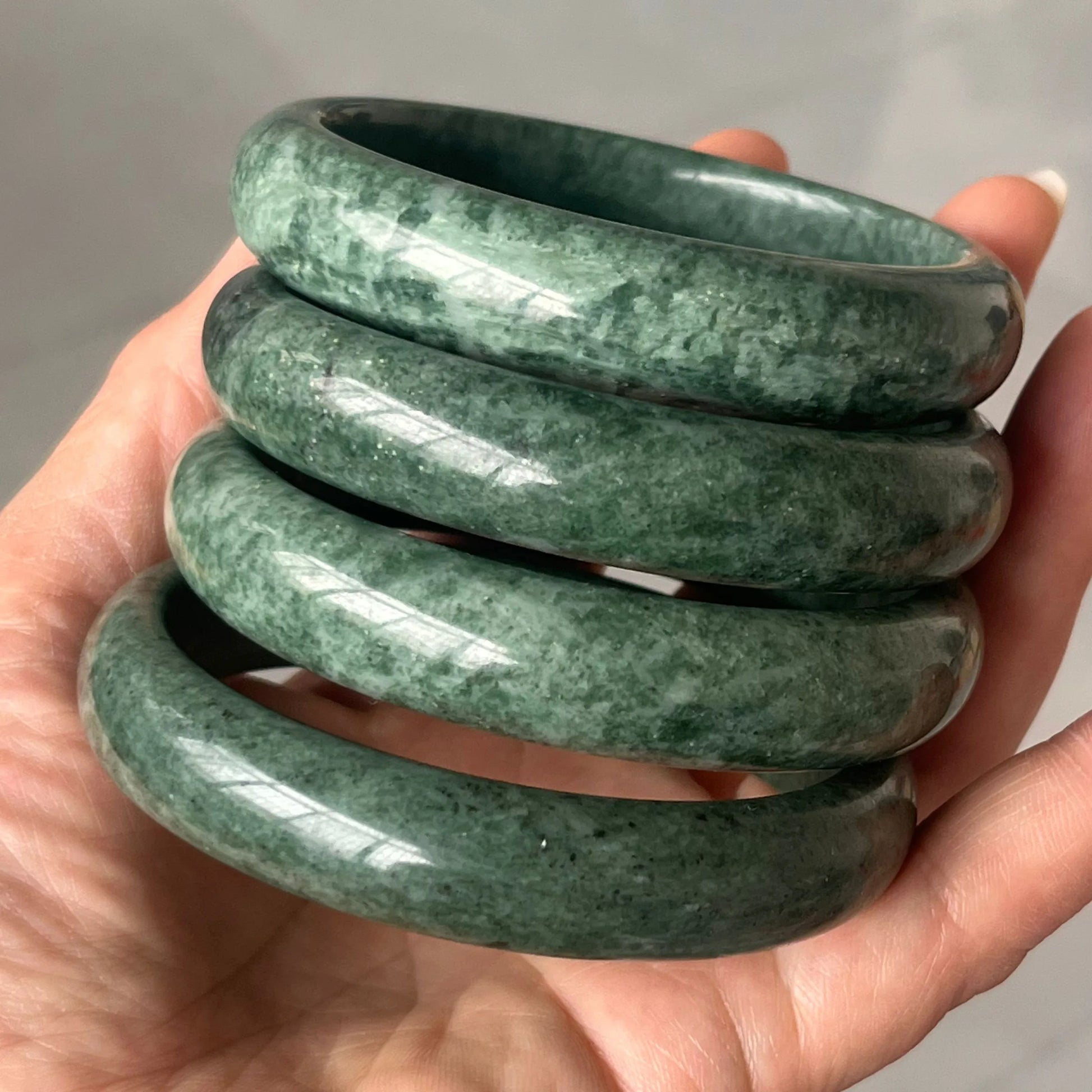 Natural Green Jade Bangle - Genuine Myanmar Jadeite Healing Gemstone Bracelet for Women, Classic Round Fine Jewelry - Premium Bracelet from Lizard Vigilante - Just $19.88! Shop now at Lizard Vigilante