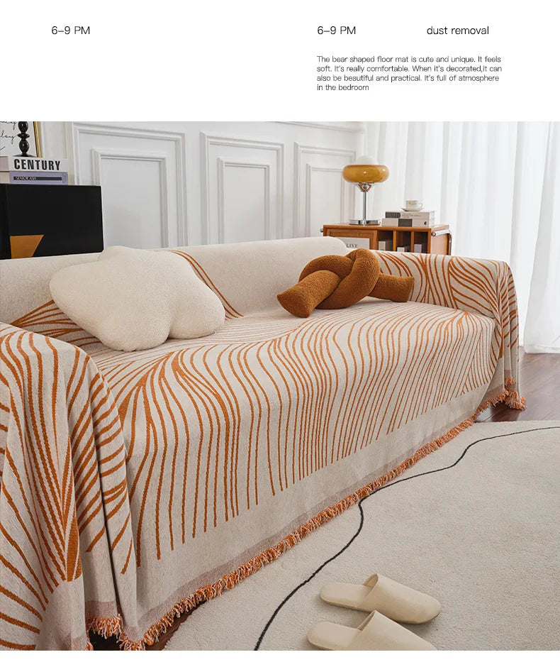 Nordic Throw Blanket – Heavy Stitch Geometric Sofa Tapestry for Home, Camp, and Chaos Nights