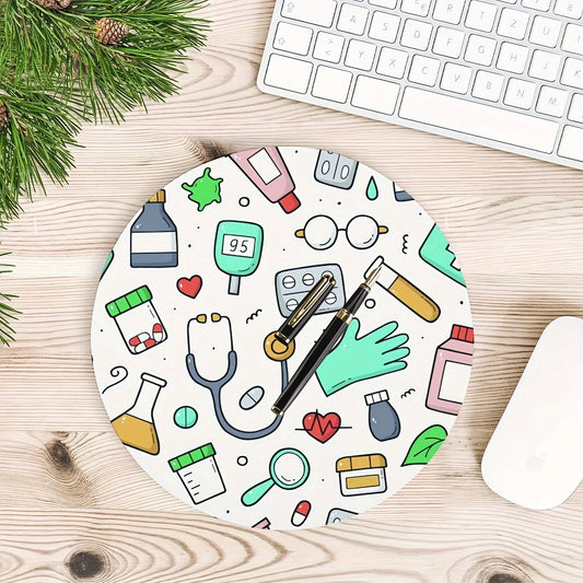 Round Nurses Doctors Office Rug Non-Slip Rubber Mouse Pad Gamers Desk Mat Mousepad Mouse Mat Playmat Set Up Desk Organizer