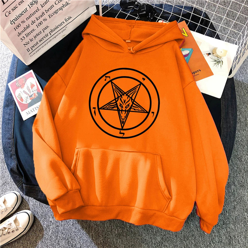 Pentagram Gothic Occult Satan Printed Women Hoodies All-match Street Style Female Pullover Casual Clothing Harajuku Unisex Tops - Premium hoodie from Lizard Vigilante - Just $39.99! Shop now at Lizard Vigilante