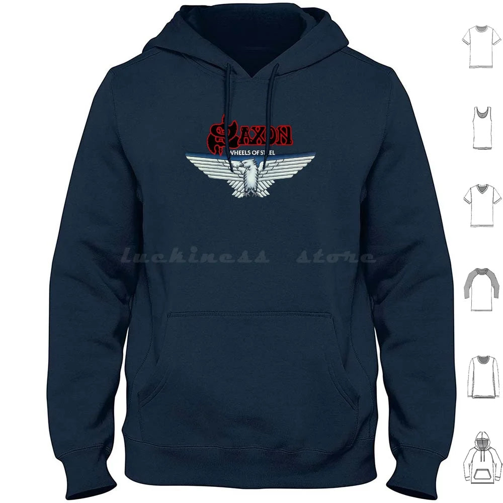 Saxon Hoodie – Heavy Metal Band Cotton Long Sleeve Hoodie for Men | Casual Daily Wear - Premium tshirt from Lizard Vigilante - Just $33.49! Shop now at Lizard Vigilante