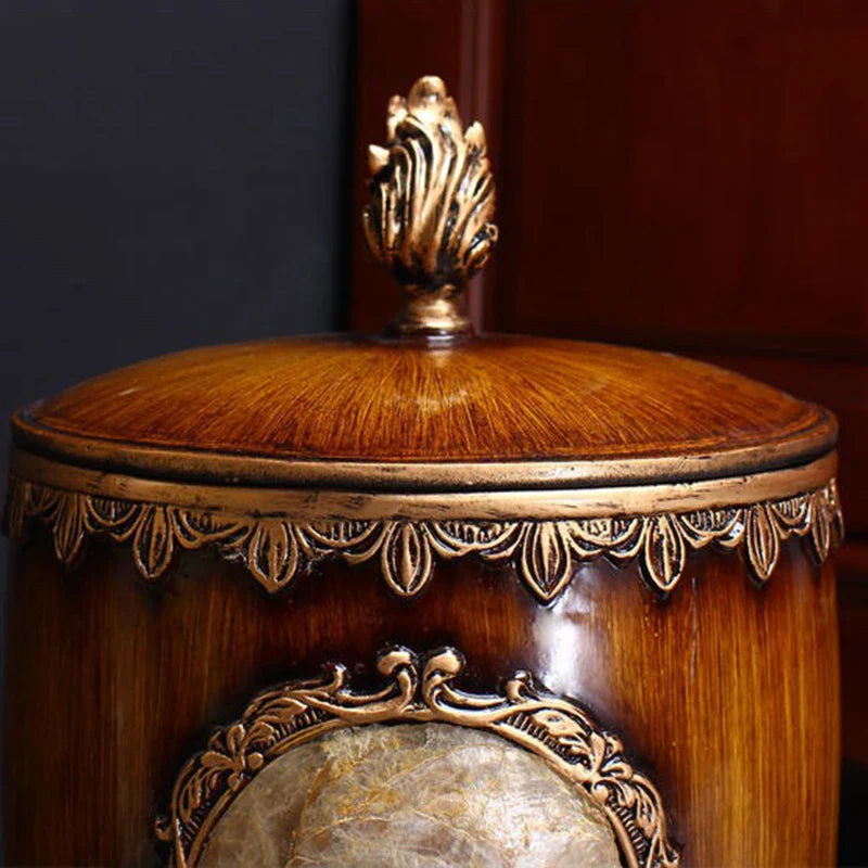 Retro Circular Garbage Bin Covered Living Room Creative Waste Bins Kitchen Bedroom Wastebasket Trash Can Lid Luxury Beautiful