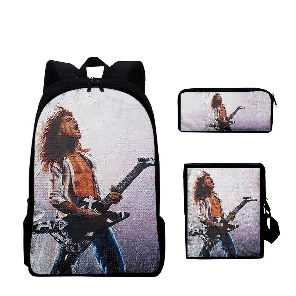 Eddie Van Halen 3pcs/Set 3D Print Student Travel bags Laptop Daypack Backpack Shoulder Bag Pencil Case - Premium backpack from Lizard Vigilante - Just $34.99! Shop now at Lizard Vigilante