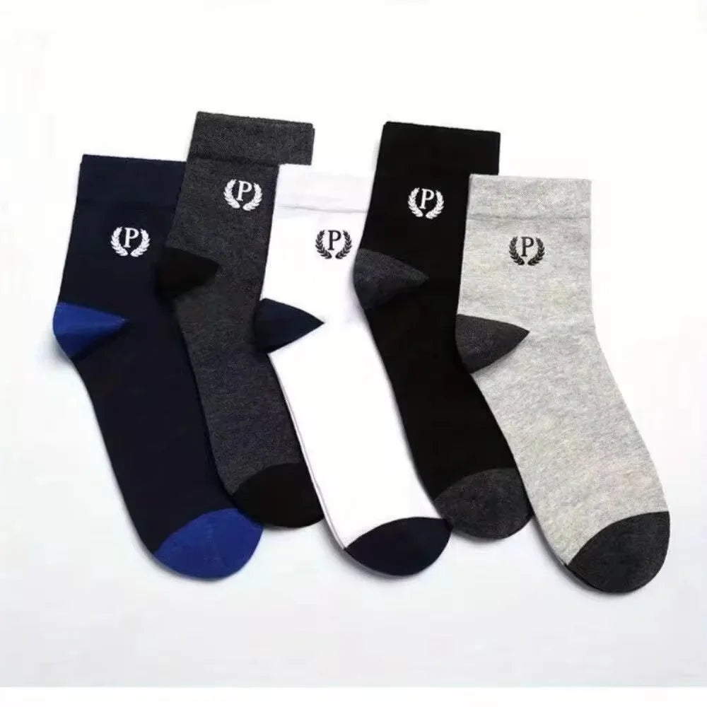 5 Pairs Of Men's Socks, Autumn And Winter Vintage Fun Fashion Athletic Socks, Sports Trend Socks - Premium socks from Lizard Vigilante - Just $12.88! Shop now at Lizard Vigilante