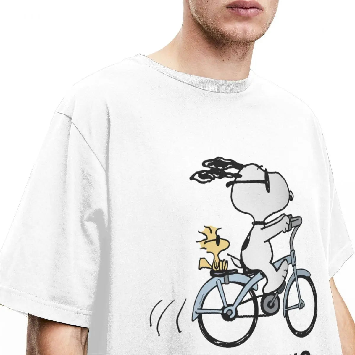 Snoopy & Woodstock Holiday Ride T-Shirt – Men’s & Women’s Cotton Comic Classic – Christmas Bicycle Adventure Tee - Premium t-shirt from Lizard Vigilante - Just $23.88! Shop now at Lizard Vigilante