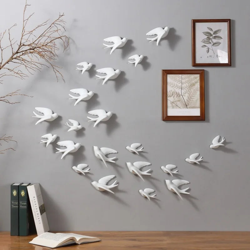 Small Animal Statues Sculptures Modern Cute Birds Home Decor Ornaments for Office Desktop Shelf