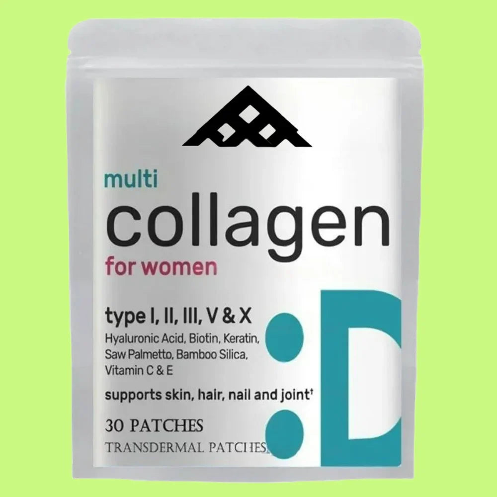 30 Patches Hydrolyzed Collagen Peptides Tablets with Vitamin C, E & Biotin, Transdermal Patches Hair, Skin, Nail, & Joint Health