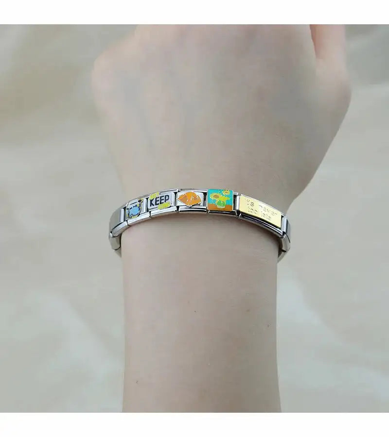 Hapiship 2023 Fashion Charm Italian Links Flower Flower Bee Tent Fit 9mm Bracelet Stainless Steel Making DIY Jewelry DJ661-C