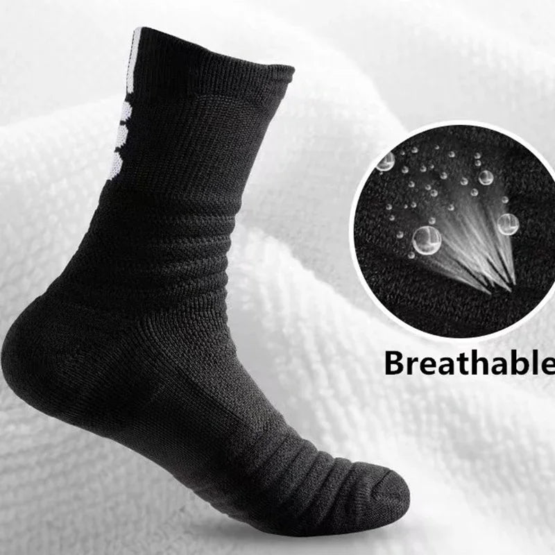 2 Pairs Anti-Slip Football & Basketball Socks - Breathable, Deodorizing Cotton Crew Socks for Men & Women - Premium Socks from Lizard Vigilante - Just $12.88! Shop now at Lizard Vigilante