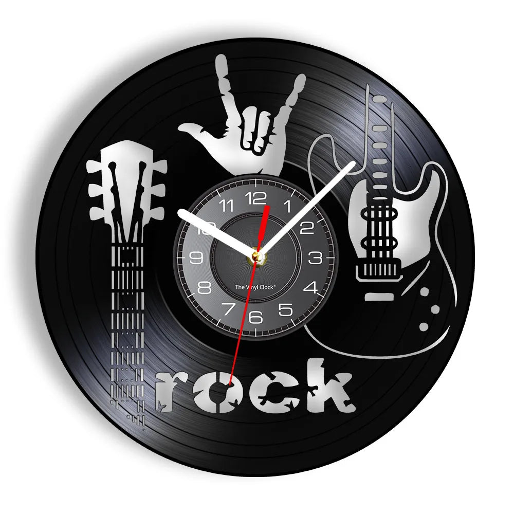 Guitar Player Vinyl Record Wall Clock: The Rock Music Instrument Wall Art for Your Living Room