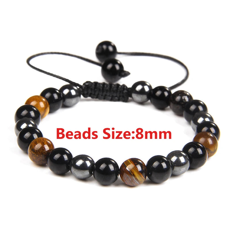 Power Up Your Life: Natural Tiger Eye, Hematite, & Obsidian Magnetic Bracelet - Premium obsidian bracelet from Lizard Vigilante - Just $22.99! Shop now at Lizard Vigilante