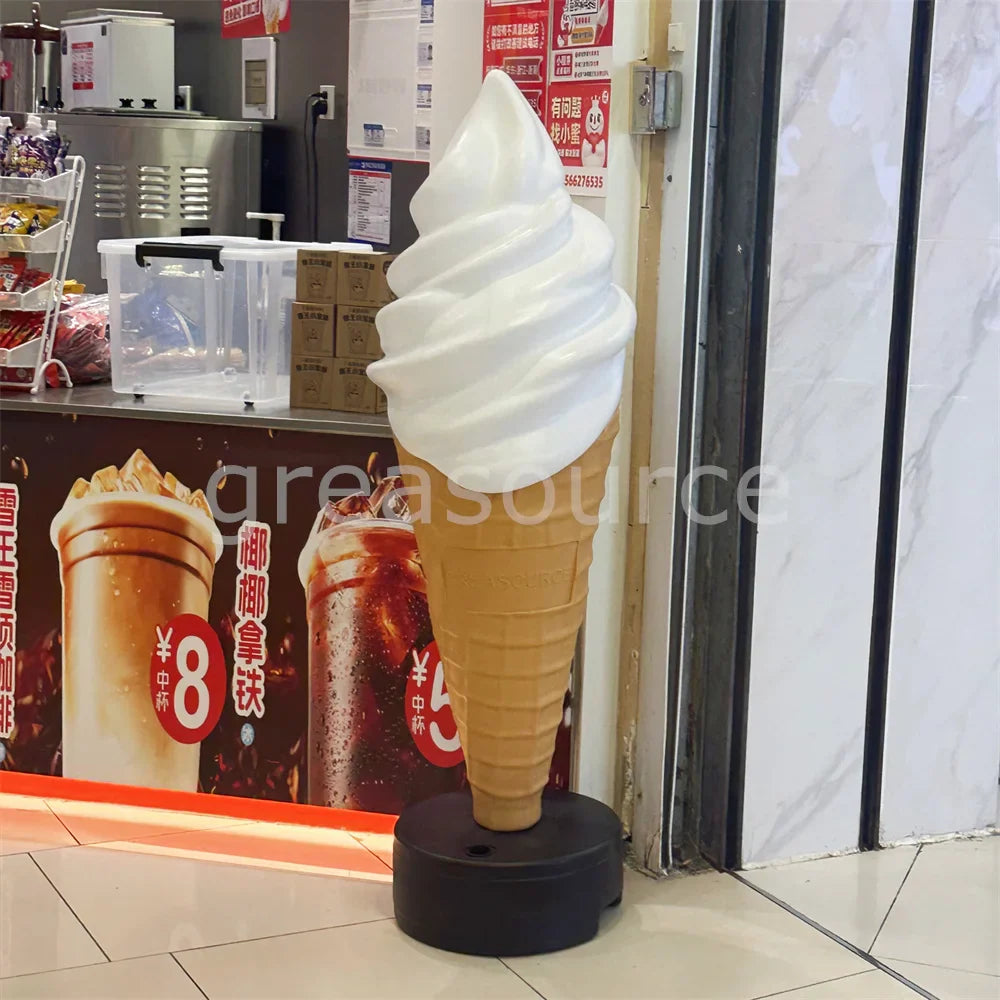 150cm Sculpture Soft Serve Ice Cream Shape Cone Tall Model Display Big Lamp Box Attact Attention Eye Simulation Show Shop Sweet