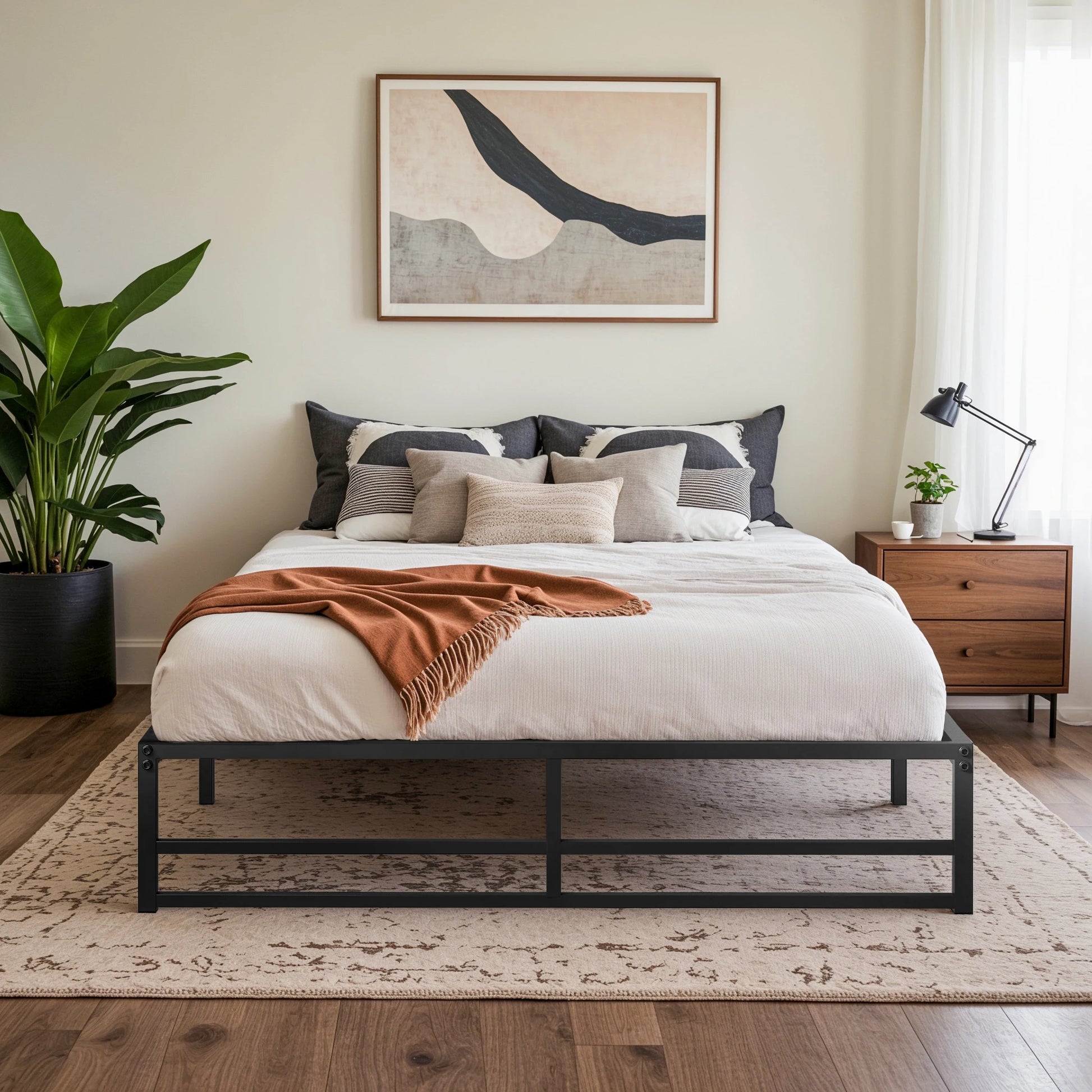 HOOMIC Sturdy Metal Bed Frame with Reinforced Structure – Noise-Free Mattress Foundation, Headboard Compatible, No Box Spring Required - Premium bed frame from Lizard Vigilante - Just $103.99! Shop now at Lizard Vigilante