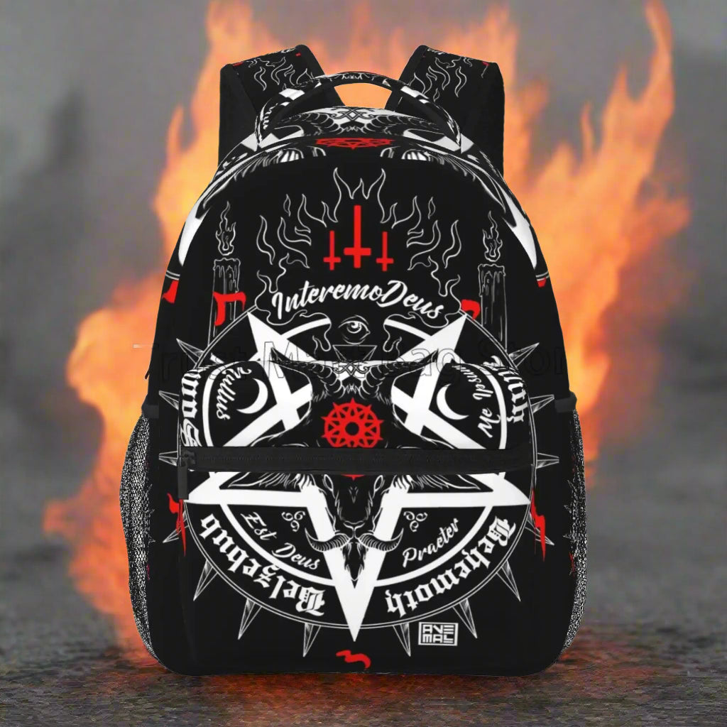 Satanic Occult Backpack – Dead Goat Skull Graphic Casual Laptop Bag, Unisex Travel Daypack for School, Work, or Adventure - Premium  from Lizard Vigilante - Just $36.66! Shop now at Lizard Vigilante