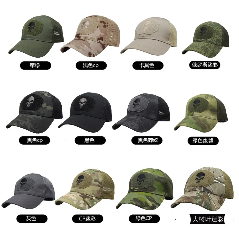 Tactical Camouflage Baseball Cap Mesh Breathable Special Forces Tactical Camo Hat Skull Duck Visor Hat - Premium  from Lizard Vigilante - Just $8.99! Shop now at Lizard Vigilante