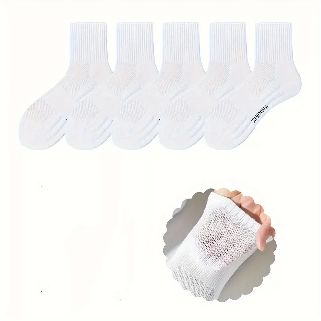 5-Pack Unisex Towel Sole Casual Ankle Socks – Breathable, Sweat-Absorbing, Anti-Odor Sports Socks for Men and Women - Premium socks from Lizard Vigilante - Just $22.99! Shop now at Lizard Vigilante