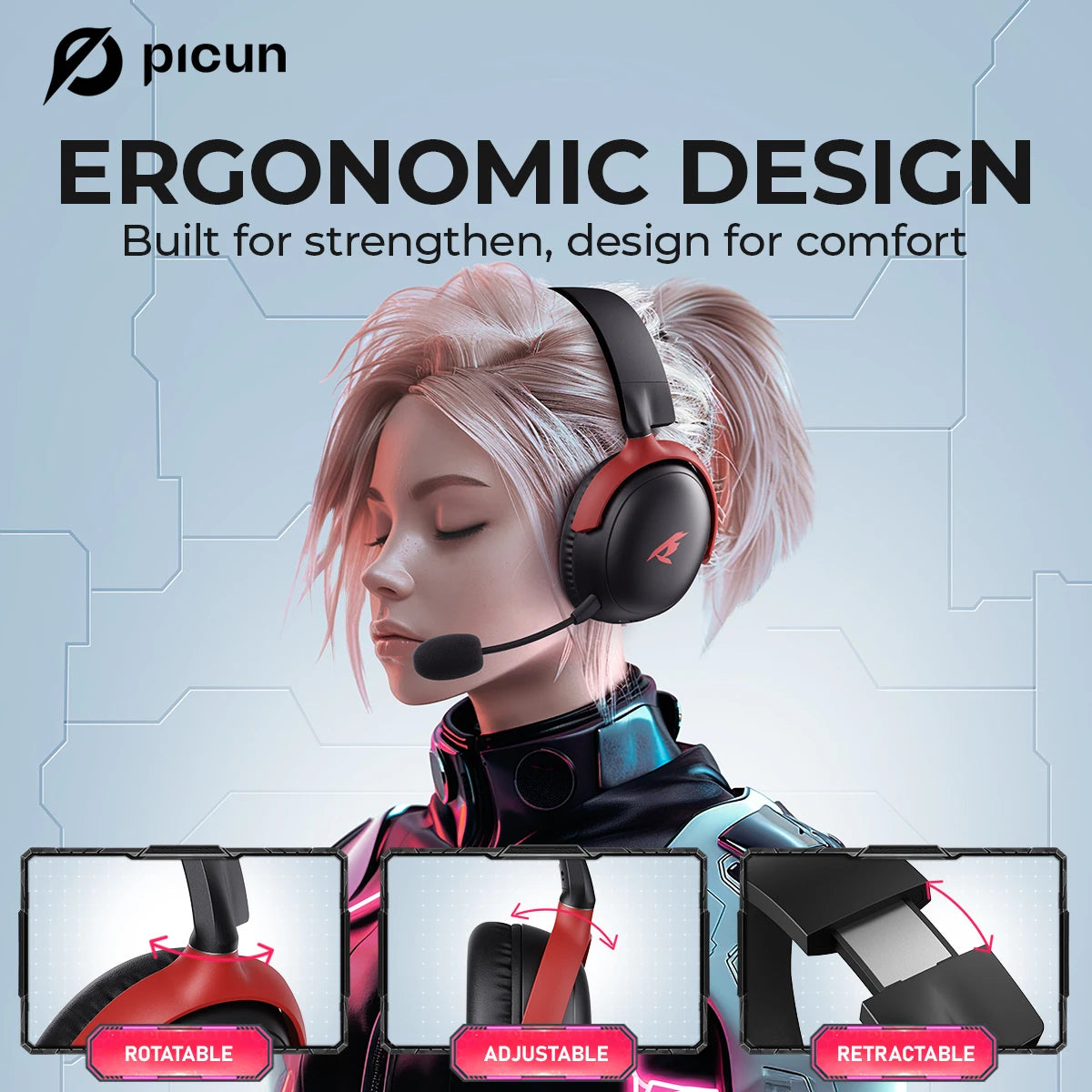 Picun G3 2.4GHz Wireless Gaming Headset - Low Latency, 3D Spatial Audio, and ENC Mic for Ultimate Gaming Experience - Premium gaming headset from Lizard Vigilante - Just $88.88! Shop now at Lizard Vigilante