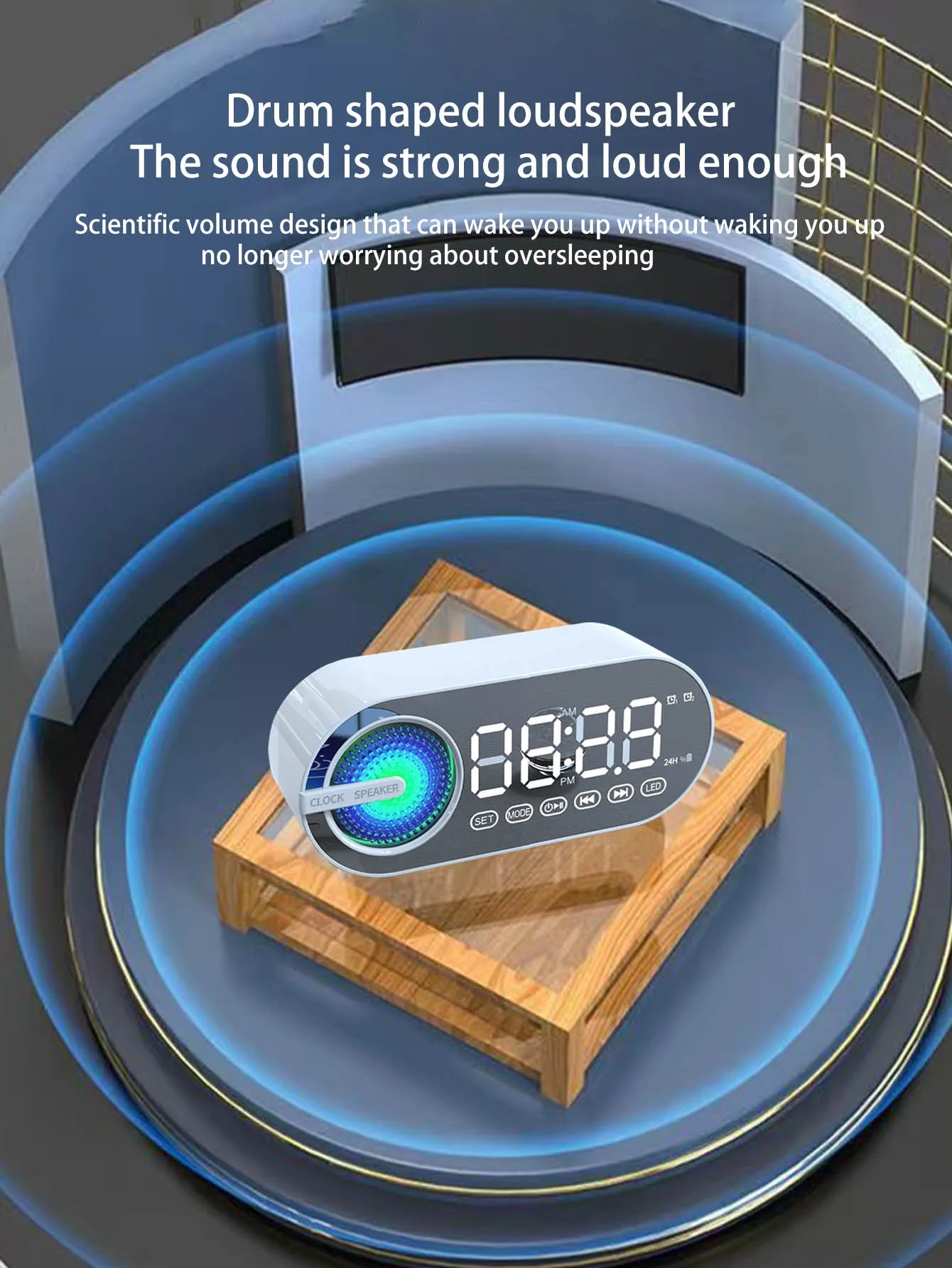 Wireless Bluetooth speaker, mini design with multiple functions as a clock, outdoor version subwoofer is powerful