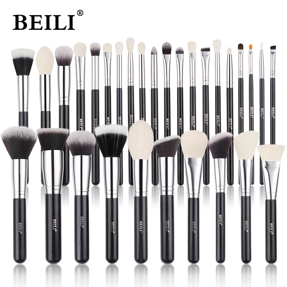 BEILI Professional Black Makeup Brushes Set - Natural Goat Hair, Synthetic Hair, 30-Piece Kit - Premium makeup brush set from Lizard Vigilante - Just $35.99! Shop now at Lizard Vigilante